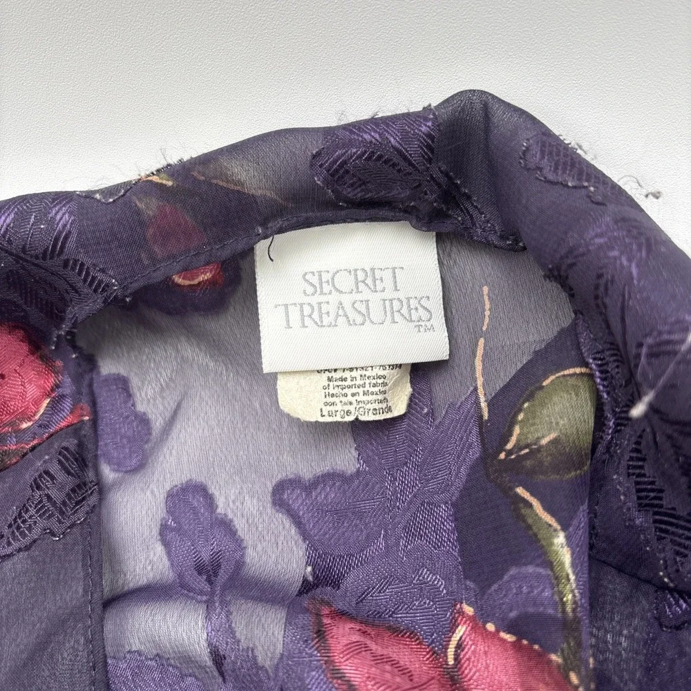 Secret Treasures Lingerie‎ Cover Robe Shawl Purple Floral Pattern 100% Polyester